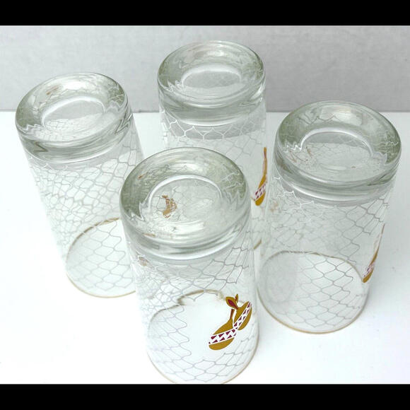 Vintage 70s Maraca Fiesta Netted Net Highball Glasses Tumblers Cutler Barware - Picture 6 of 6